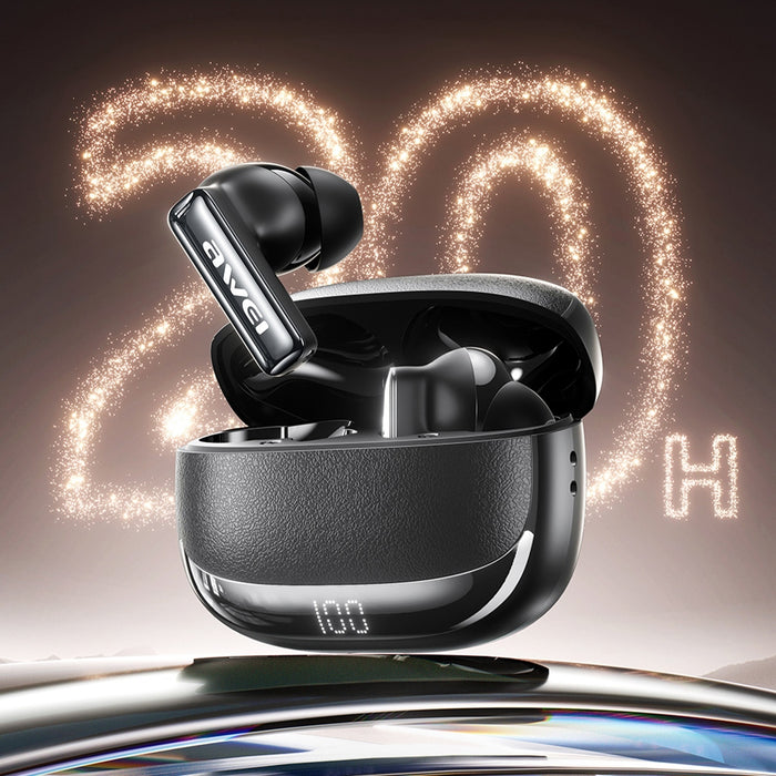 Безжични слушалки AWEI M0 ANC Bluetooth 6.0 TWS със зарядна станция, черни