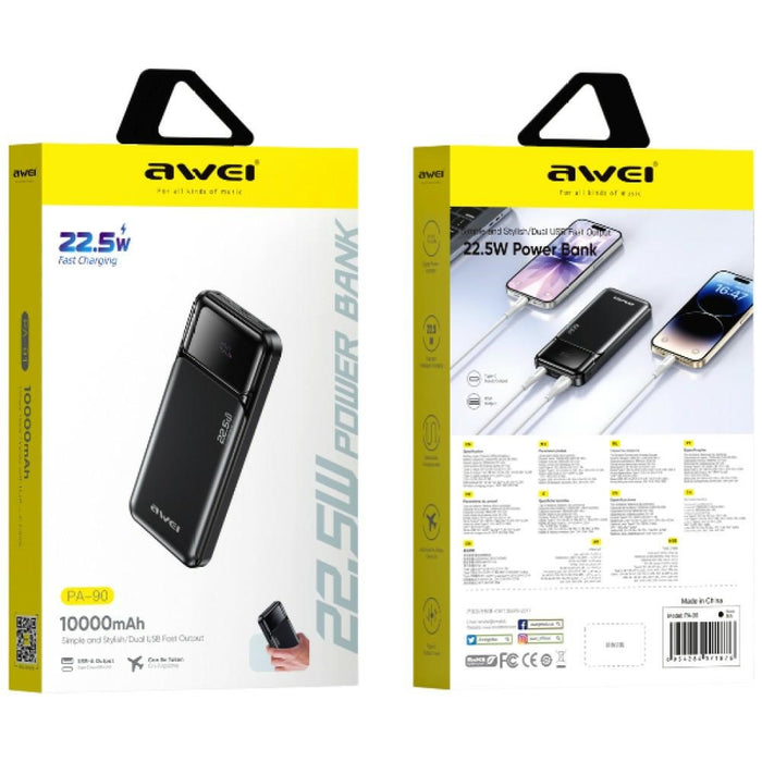 Powerbank AWEI 22,5W PD, черен