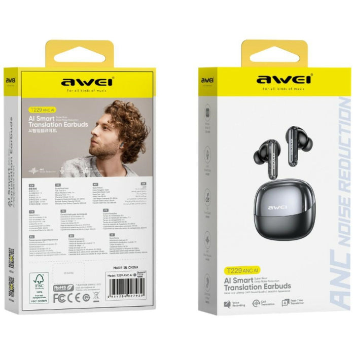 Безжични слушалки AWEI T229 ANC AI със докинг станция, галванизирана, gunmetal