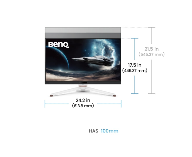 BenQ MOBIUZ EX271U, 27", 4K UHD, IPS, 1ms GtG, 165Hz, 120Hz за конзола с eARC, Color Shuttle, FreeSync Premium, BI+ Gen2, HDRi и HDR400, Quickit, 1200:1, 95% P3, 400 нита, USB-C (DP ал. PD 65W), USB хъб, HDMI 2.1, DP, регулиране на височината 100 мм, бял