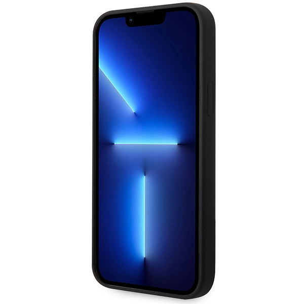 Силиконов калъф BMW BMHCP14M22SOTK за iPhone 14 Plus/15 Plus 6,7", черен с наклонени ивици