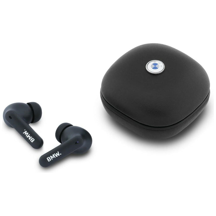 Слушалки BMW Bluetooth TWS Leather Metal Logo ENC, черни
