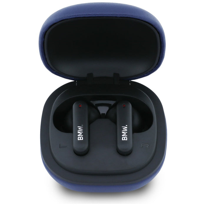 Слушалки BMW Bluetooth TWS Leather Metal Logo ENC, тъмносини