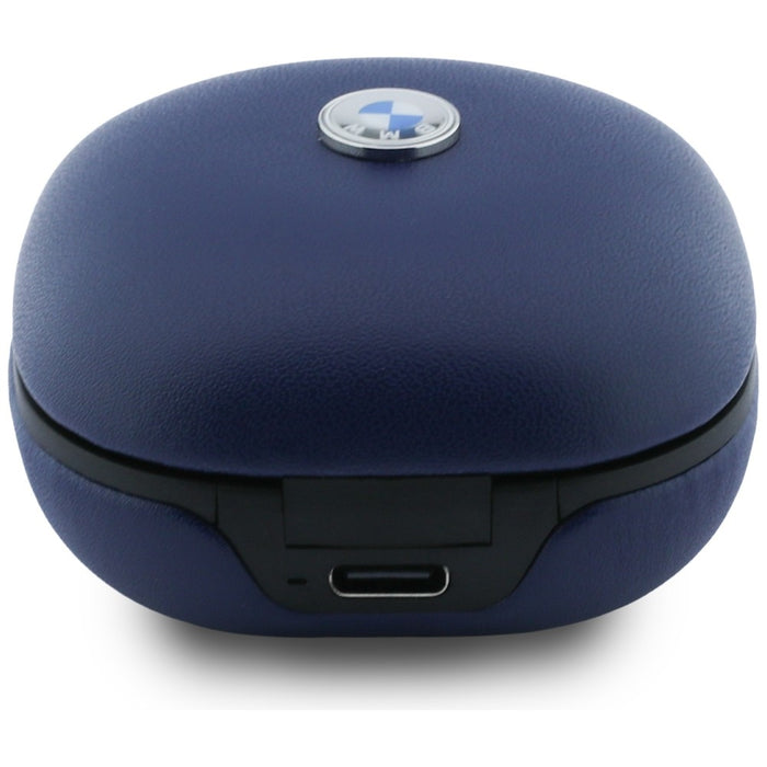 Слушалки BMW Bluetooth TWS Leather Metal Logo ENC, тъмносини