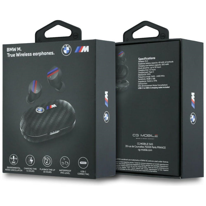 Слушалки BMW Bluetooth TWS Carbon Metal Logo ENC, черни