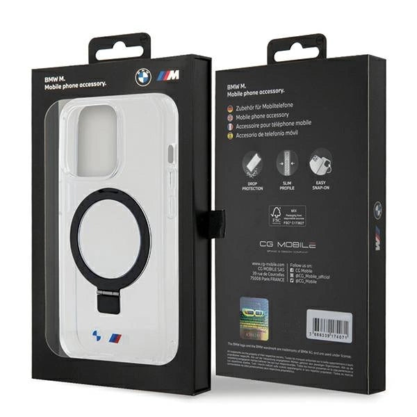 Калъф BMW Ring Stand M Collection MagSafe за iPhone 15 Pro - прозрачен