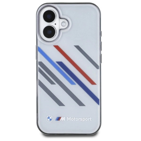 Калъф за iPhone 16 BMW Motosport IML Random Stripes - сив