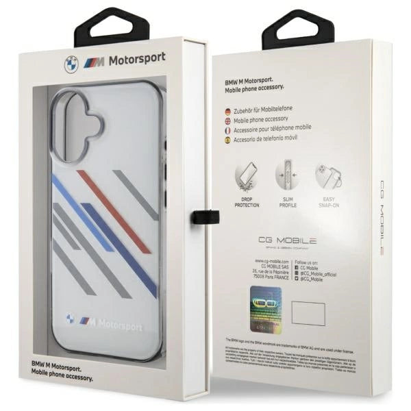 Калъф за iPhone 16 BMW Motosport IML Random Stripes - сив