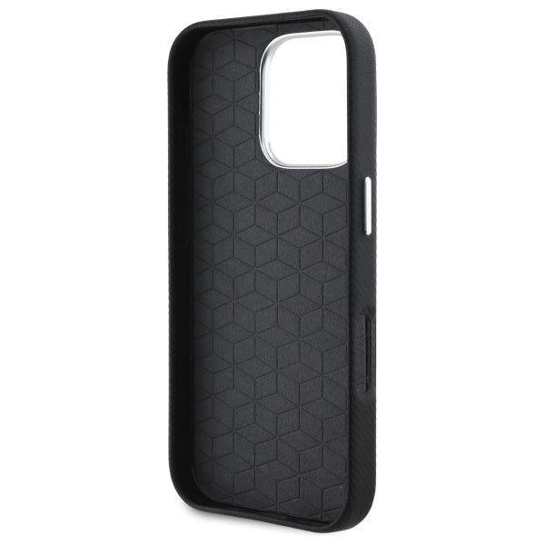 Метален калъф BMW M Edition за iPhone 16 Pro с обвивка с кевлар - черен