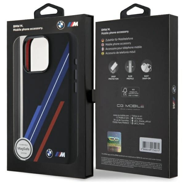 Силиконов калъф BMW Random Lines MagSafe за iPhone 16 Pro Max - черен