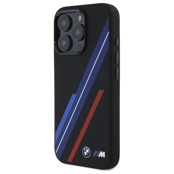 Силиконов калъф BMW Random Lines MagSafe за iPhone 16 Pro Max - черен