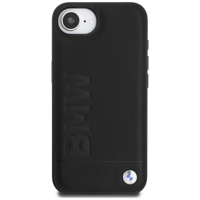 Кожен калъф BMW Hot Stamp за iPhone 16e - черен