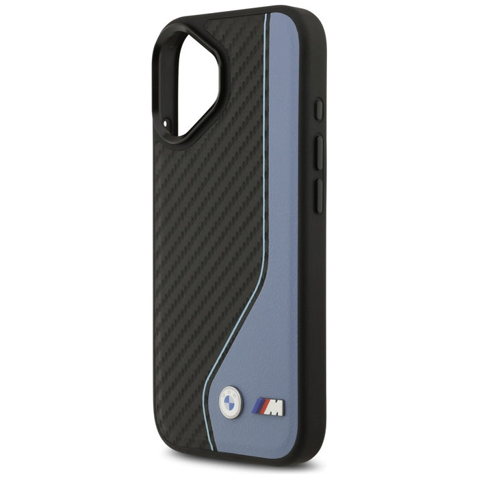 Калъф MagSafe с лого BMW M Carbon за iPhone 17 - син