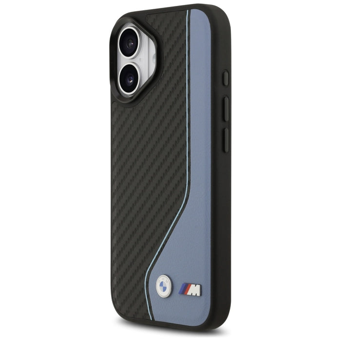 Калъф MagSafe с лого BMW M Carbon за iPhone 17 - син