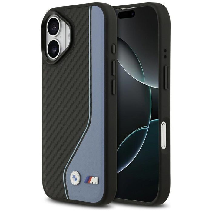 Калъф MagSafe с лого BMW M Carbon за iPhone 17 - син