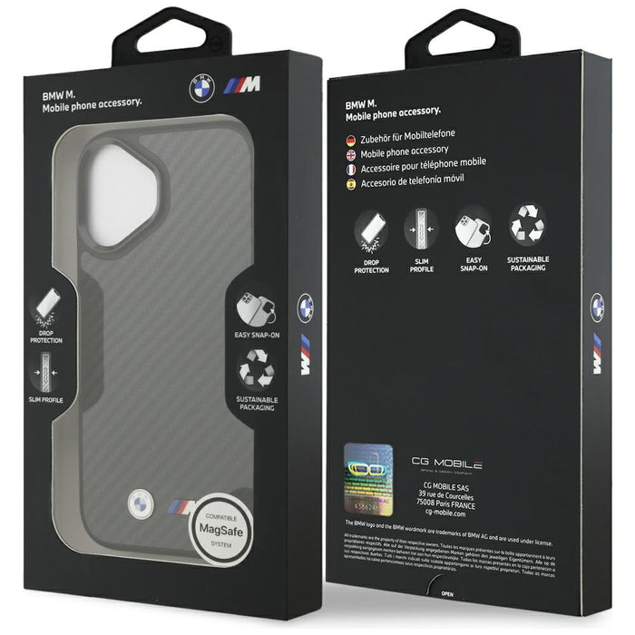 Калъф BMW M Kevlar Matt MagSafe за iPhone 17 - черен