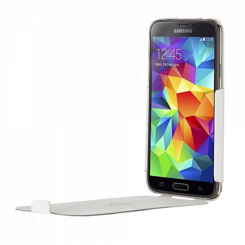 Тънък калъф Bugatti UltraThin Geneva 08462 за Samsung G900 S5flip, бял