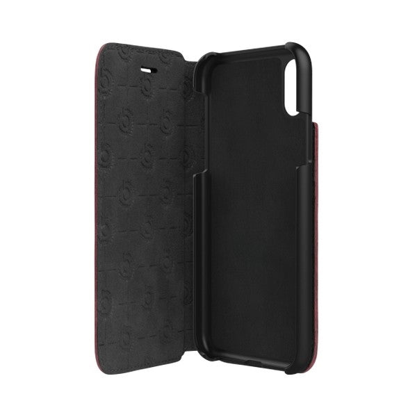 Кожен калъф Bugatti BookCover Parigi за iPhone X/Xs, малинов