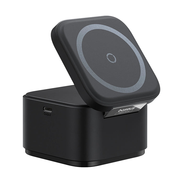 Baseus MagPro 3in1 25W MagSafe съвместимо индуктивно зарядно за телефон и смарт часовник - черно