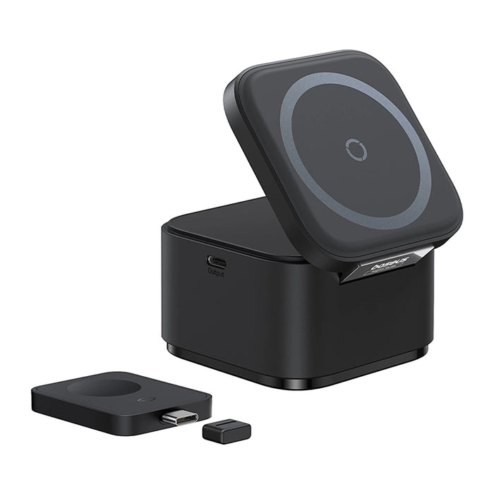 Baseus MagPro 3in1 25W MagSafe съвместимо индуктивно зарядно за телефон и смарт часовник - черно