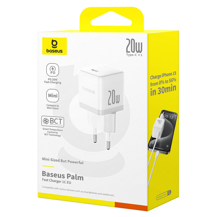Стенно зарядно устройство Baseus Palm 20W USB-C - бяло