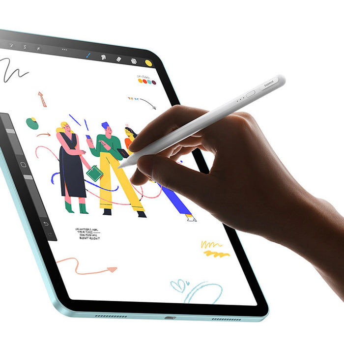 Активен стилус Baseus Smooth Writing 3, акумулаторен стилус с кабел (версия за откриване на ъгъл на писане) - бял