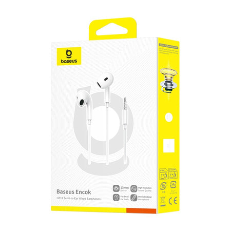 Baseus Encok HZ19 White кабелни слушалки за поставяне в ушите