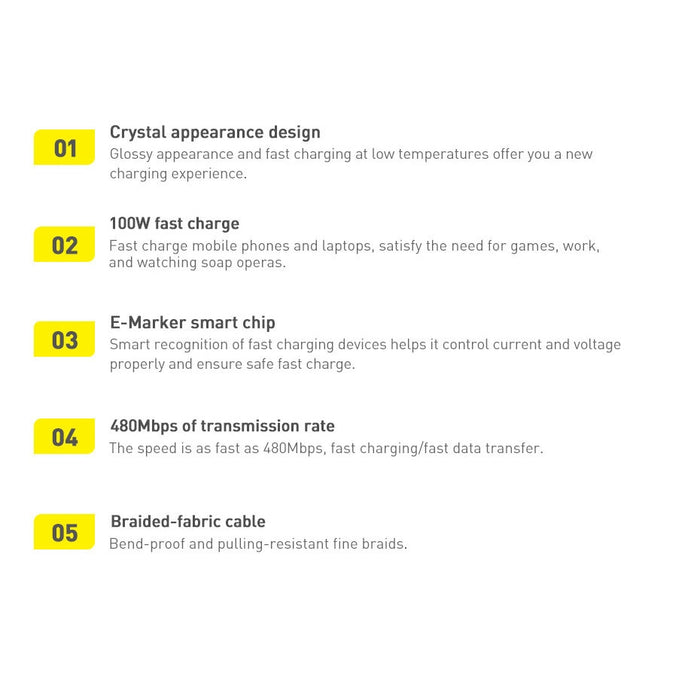 Baseus CAJY000703 USB-C - USB-C PD кабел 100W 480Mb/s 2m - син