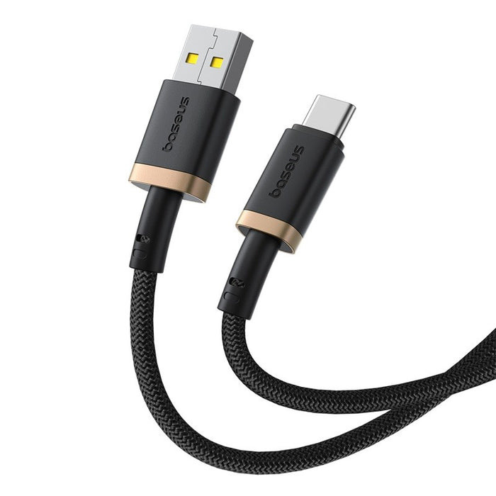 Кабел за бързо зареждане Baseus Dura USB тип A към тип C 60 W 1 м черен, златист