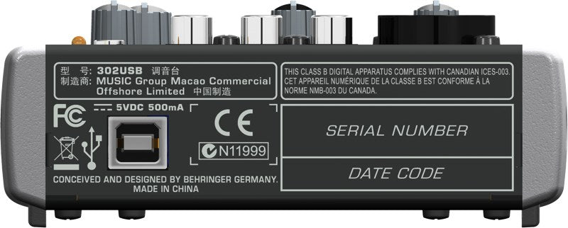 Behringer X302USB аудио миксер 5 канала