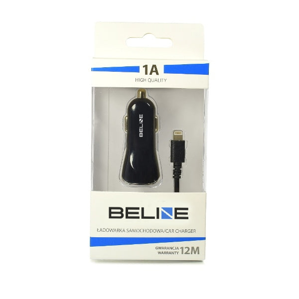 Зарядно Beline за кола 1xUSB + lightning 1A, черно, за iPhone 5/6/7/8/X