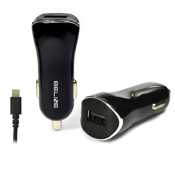 Зарядно Beline за кола 1xUSB + lightning 1A, черно, за iPhone 5/6/7/8/X