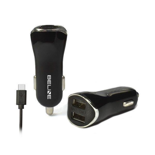 Автомобилно зарядно Beline с 2 USB портa, черно