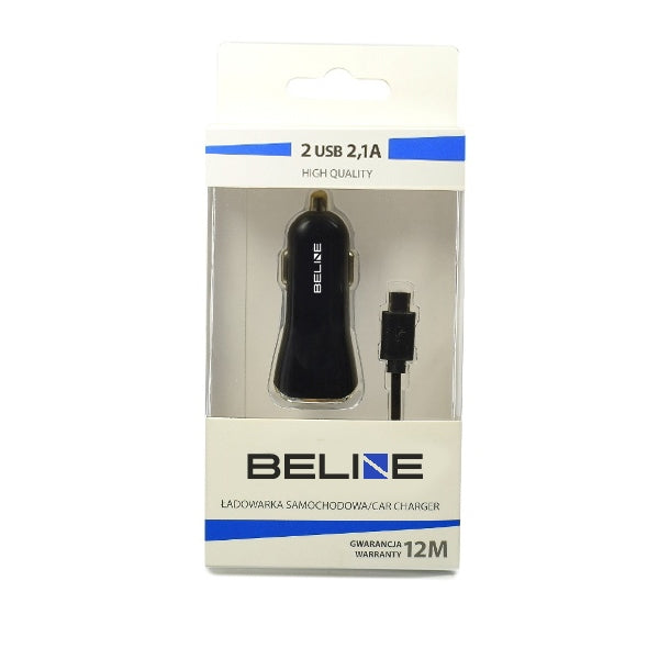 Автомобилно зарядно Beline с 2 USB портa, черно