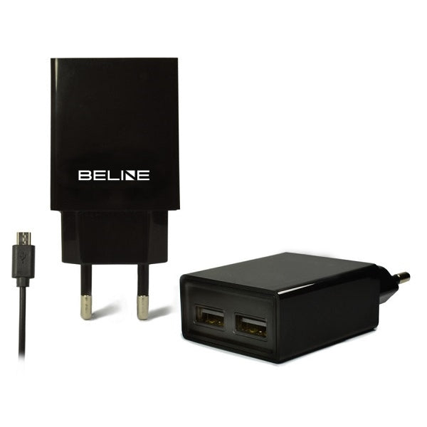 Мрежово зарядно Beline + microUSB, черно