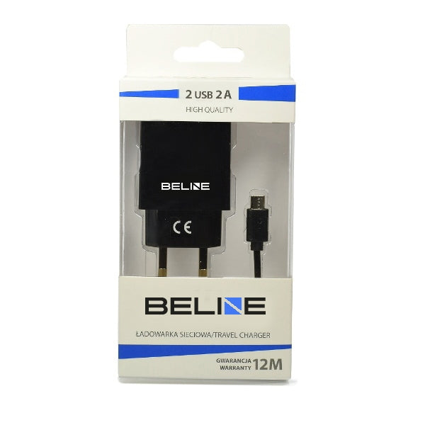 Мрежово зарядно Beline + microUSB, черно