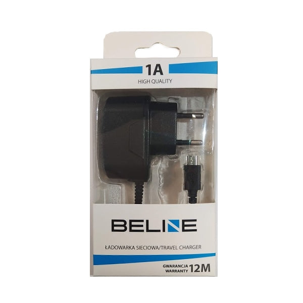 Зарядно Beline сетева microUSB 1A, черно