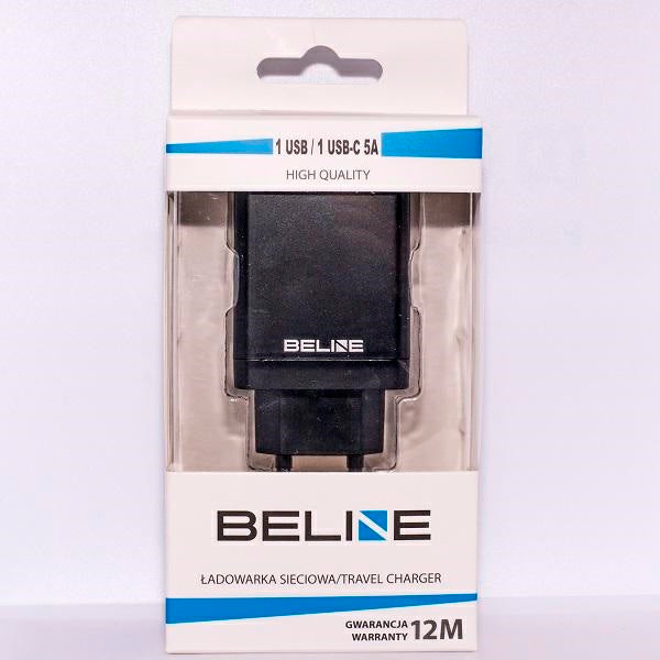 Зарядно Beline 5A 1xUSB/1xUSB-C 18Wczarny/черно (само глава)