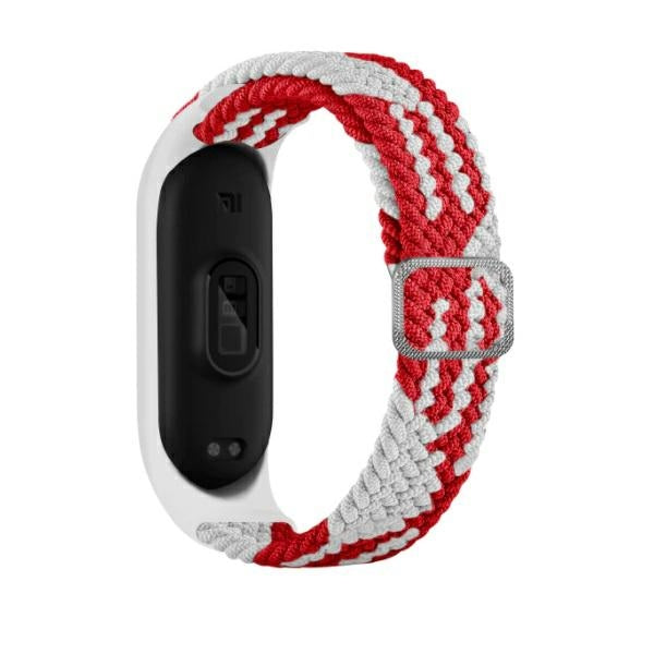 Каишка Beline за Mi Band 3/4 Textilered/white, червена/бяла