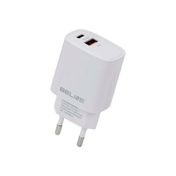 Мрежово зарядно Beline 20W, бял, PD 3.0 + QC 3.0 (без кабели)