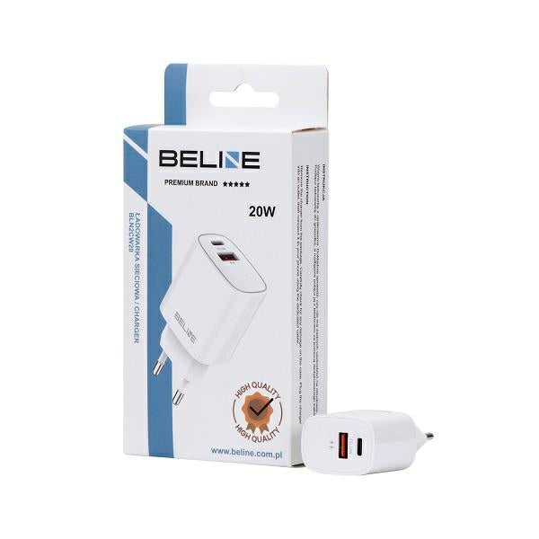 Мрежово зарядно Beline 20W, бял, PD 3.0 + QC 3.0 (без кабели)