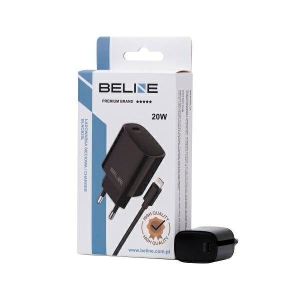 Зарядно Beline 20W с кабел Lightning, черно, PD 3.0