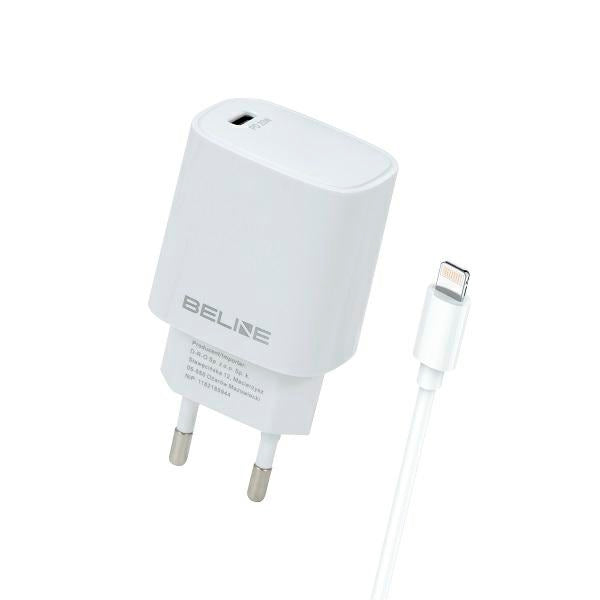 Мрежово зарядно Beline 20W с кабел Lightning, бяло, PD3.0