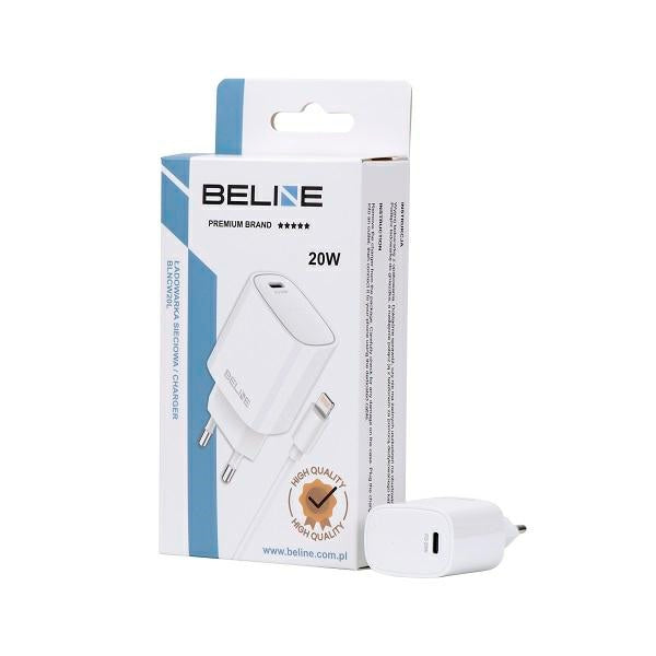 Мрежово зарядно Beline 20W с кабел Lightning, бяло, PD3.0