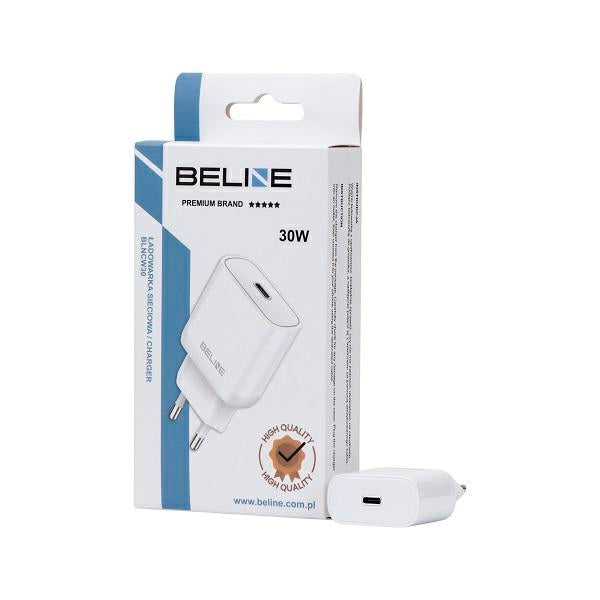 Зарядно Beline 30W USB-C PD 3.0 GaN, бяло (само глава)