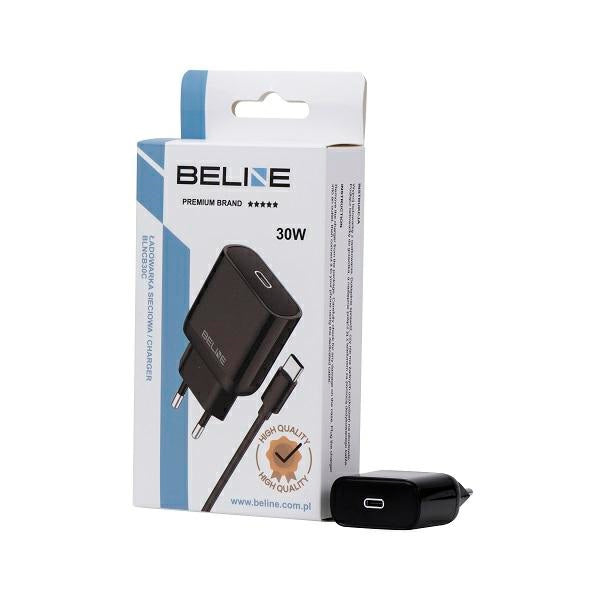 Зарядно Beline 1x USB-C 30W PD 3.0 GaN, черно
