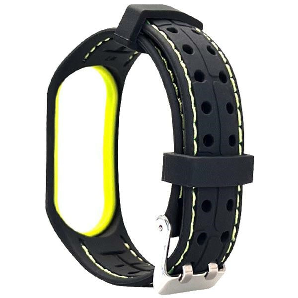 Каишка Beline за Mi Band 7, черно-лимонкова