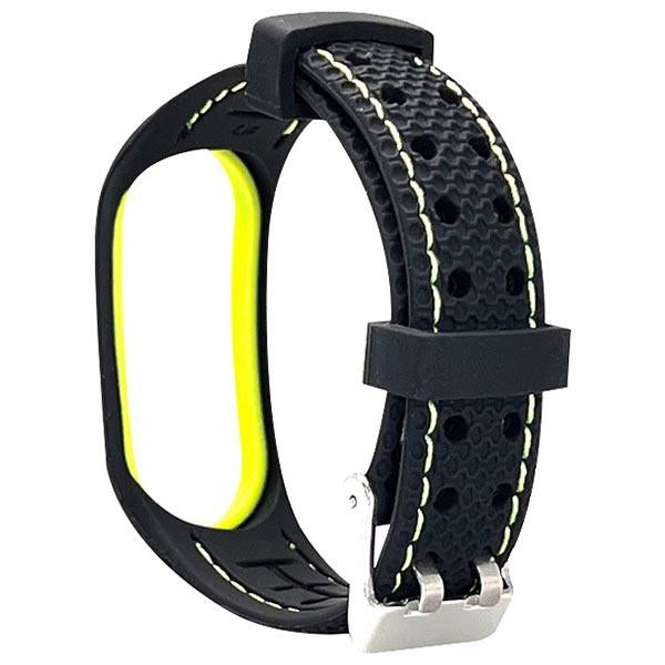 Каишка Beline за Mi Band 7 Sport, черно-лимонкова