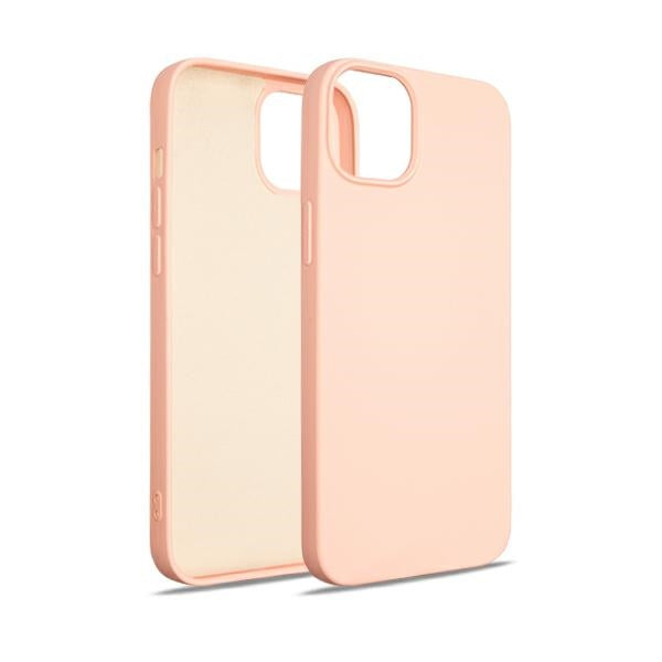Силиконов калъф Beline за iPhone 15, розово-златен