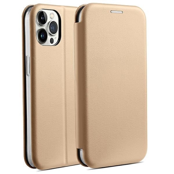 Калъф тип книга Beline с магнит за iPhone 15, златен
